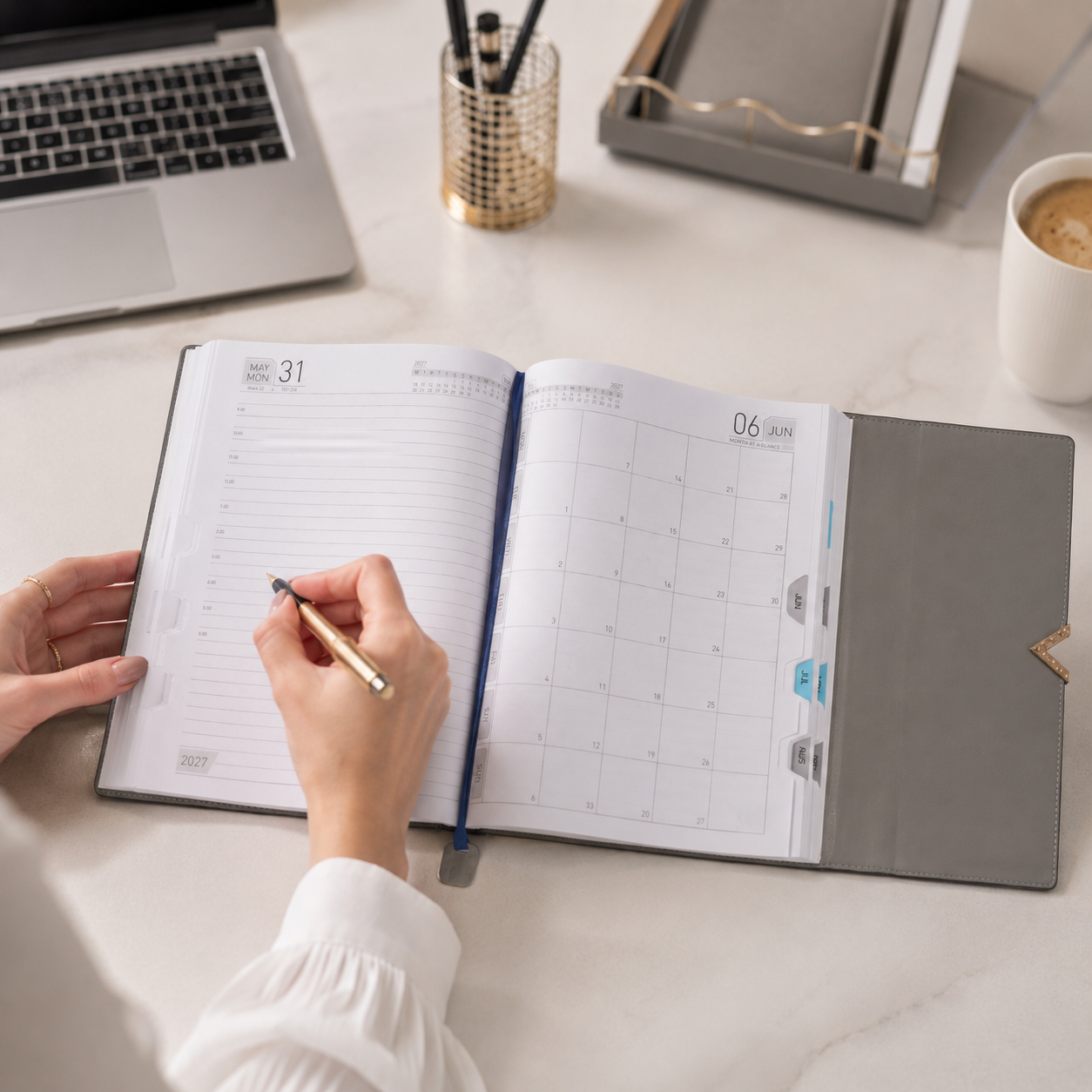 Premium 2027 Leatherette Diary with Monthly Calendar & Dated Planning Sections