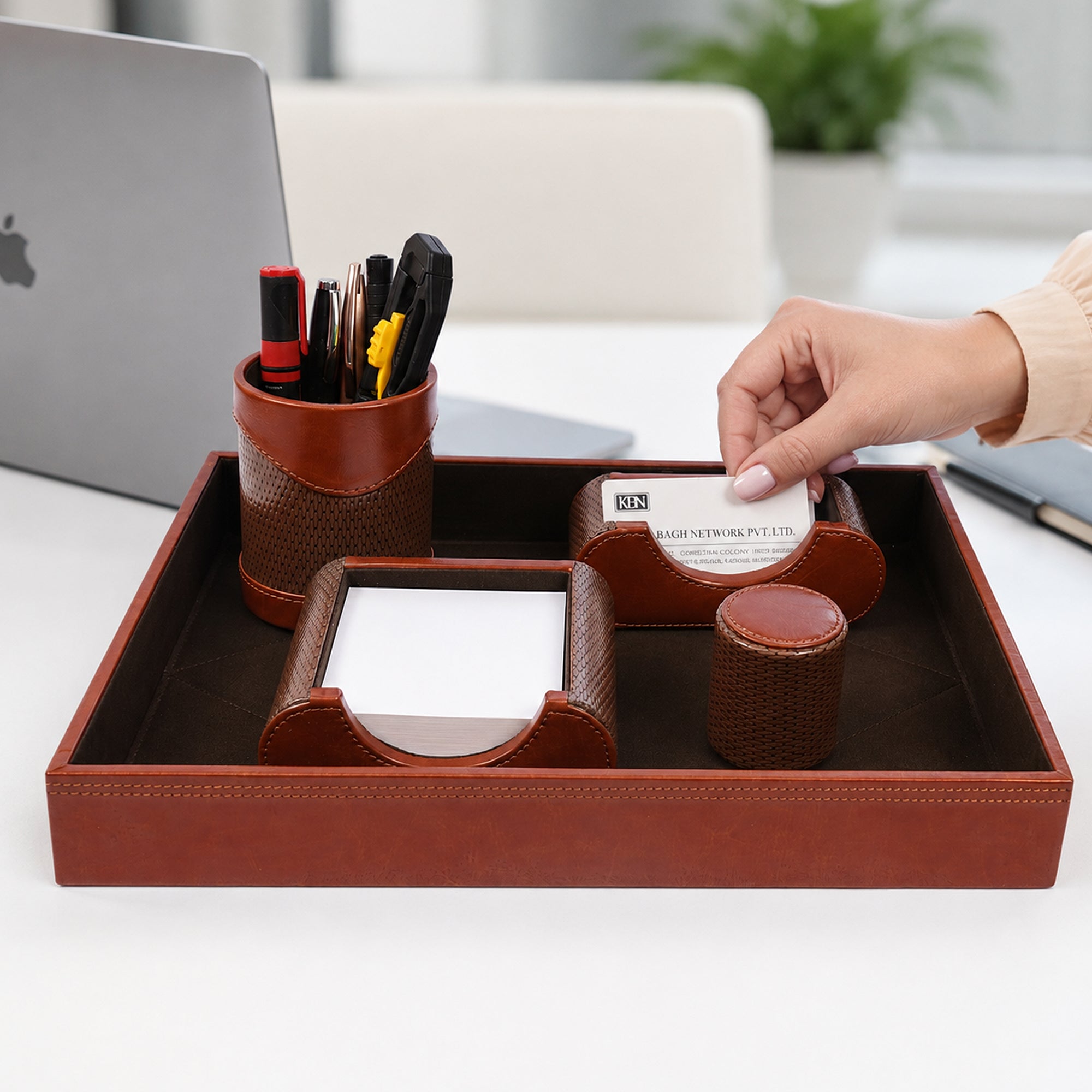 Premium Leatherette Desk Tray Organizer for Documents & Stationery | Office Table Storage Tray