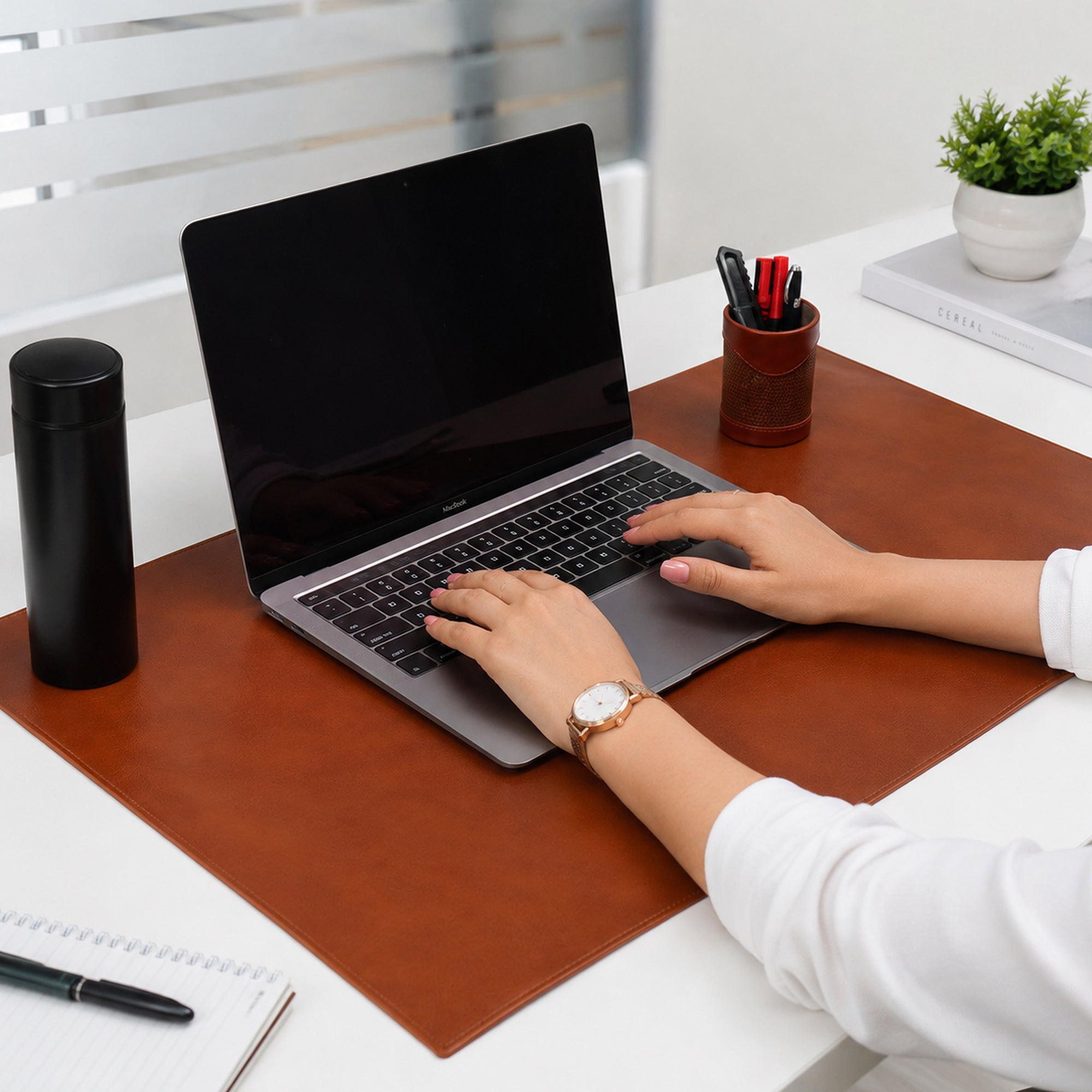 Extra Wide Leatherette Desk Mat for Laptop, Keyboard & Mouse | Premium Office Table Protector