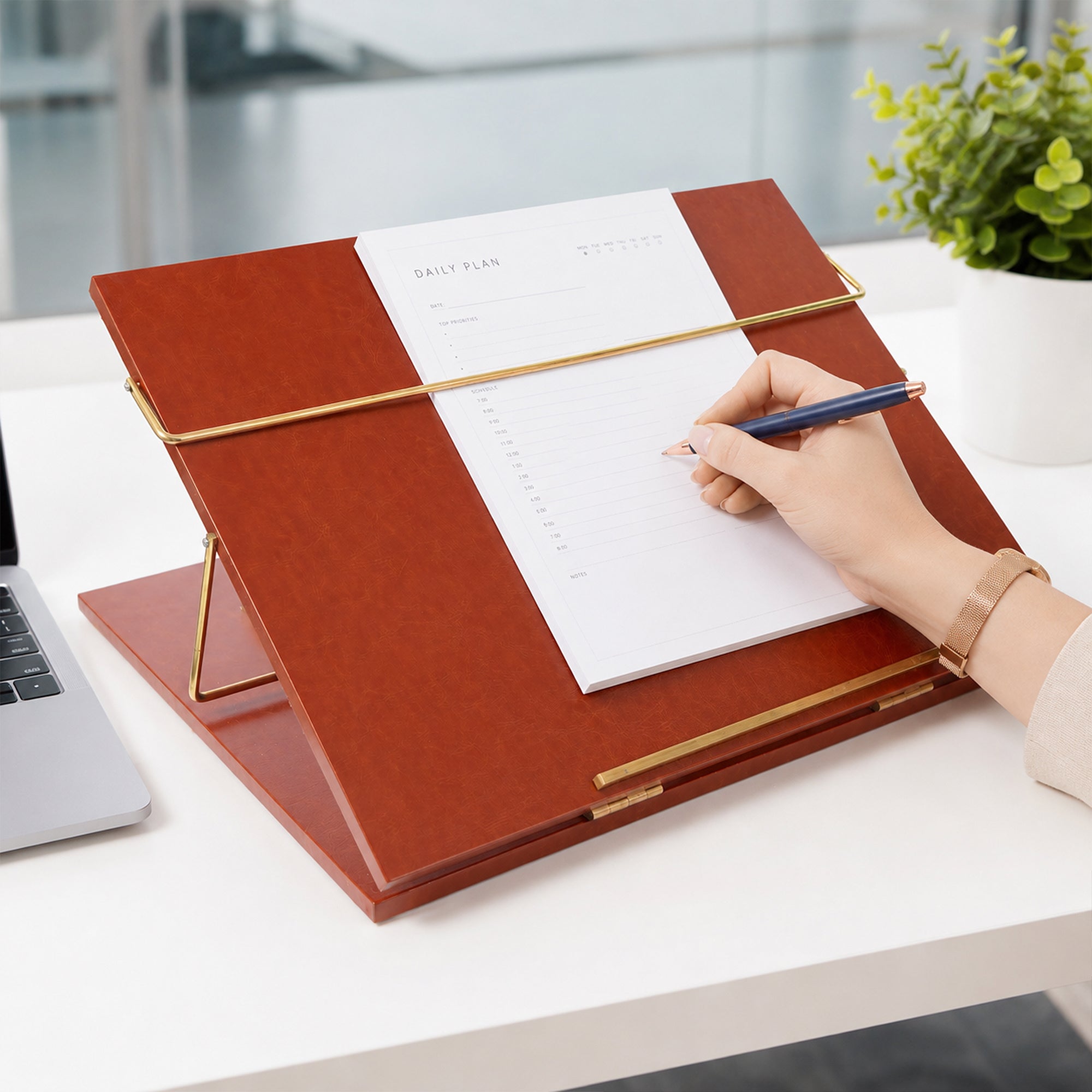 Premium Adjustable Writing & Reading Stand for Documents, Notebooks & Sketch Pads | PU Leather Finish