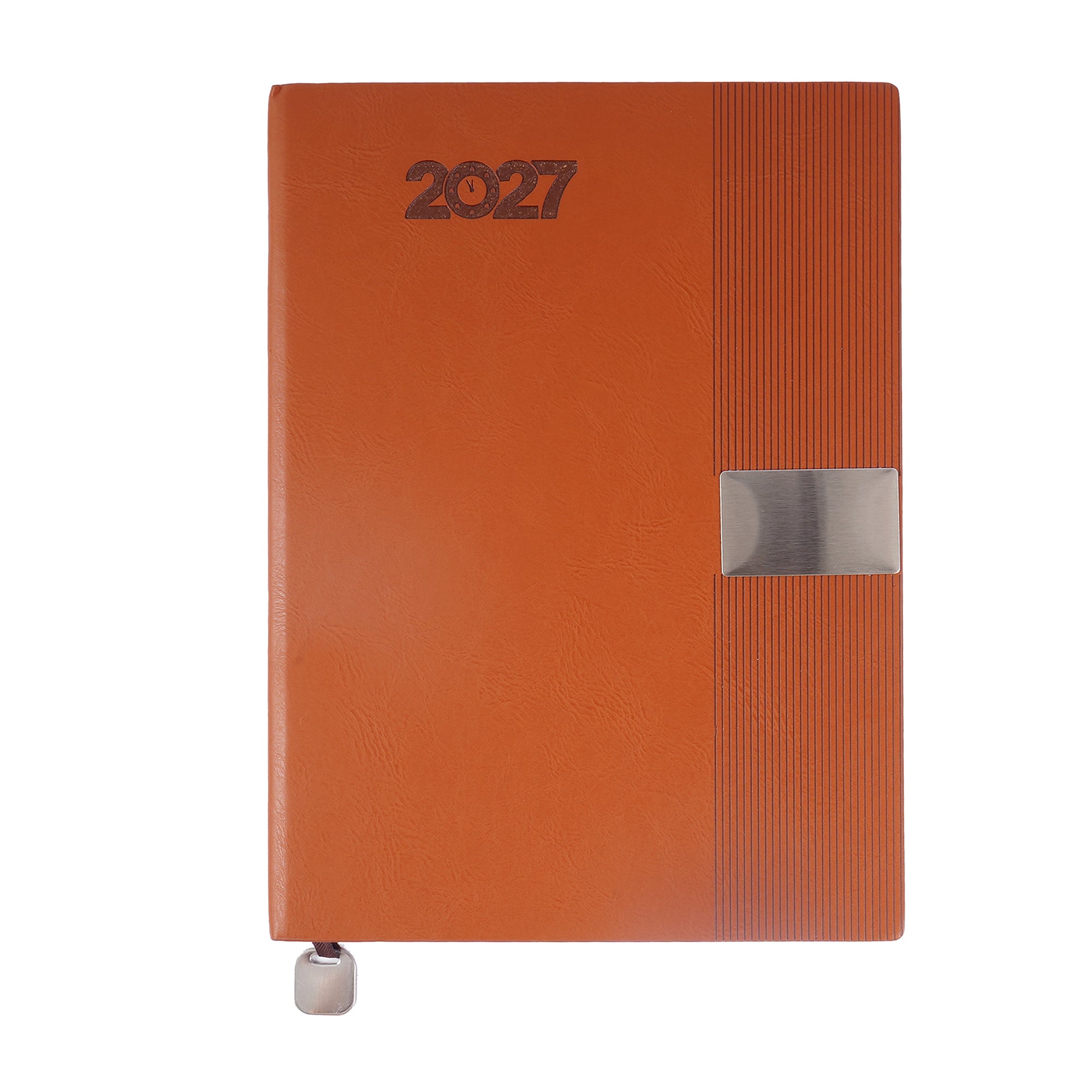 Premium 2027 Leatherette Diary with Textured Finish, Monthly Tabs & Metal Bookmark