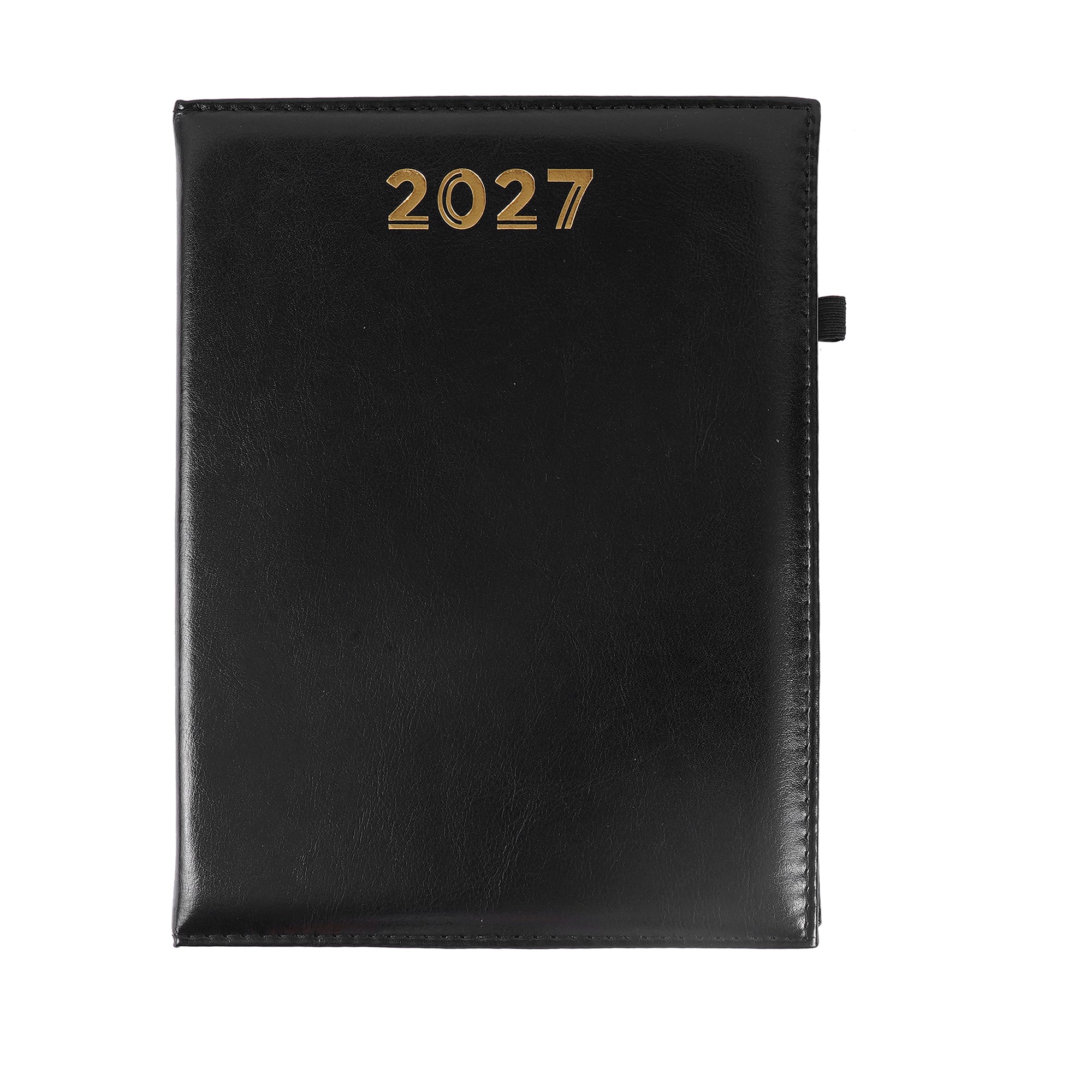 Premium 2027 Black Leatherette Daily Planner with Dated Pages & Pen Loop