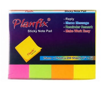 Planfix 1 x 4 Inch Sticky Note Pad – 200 Sheets – 75 x 200 mm