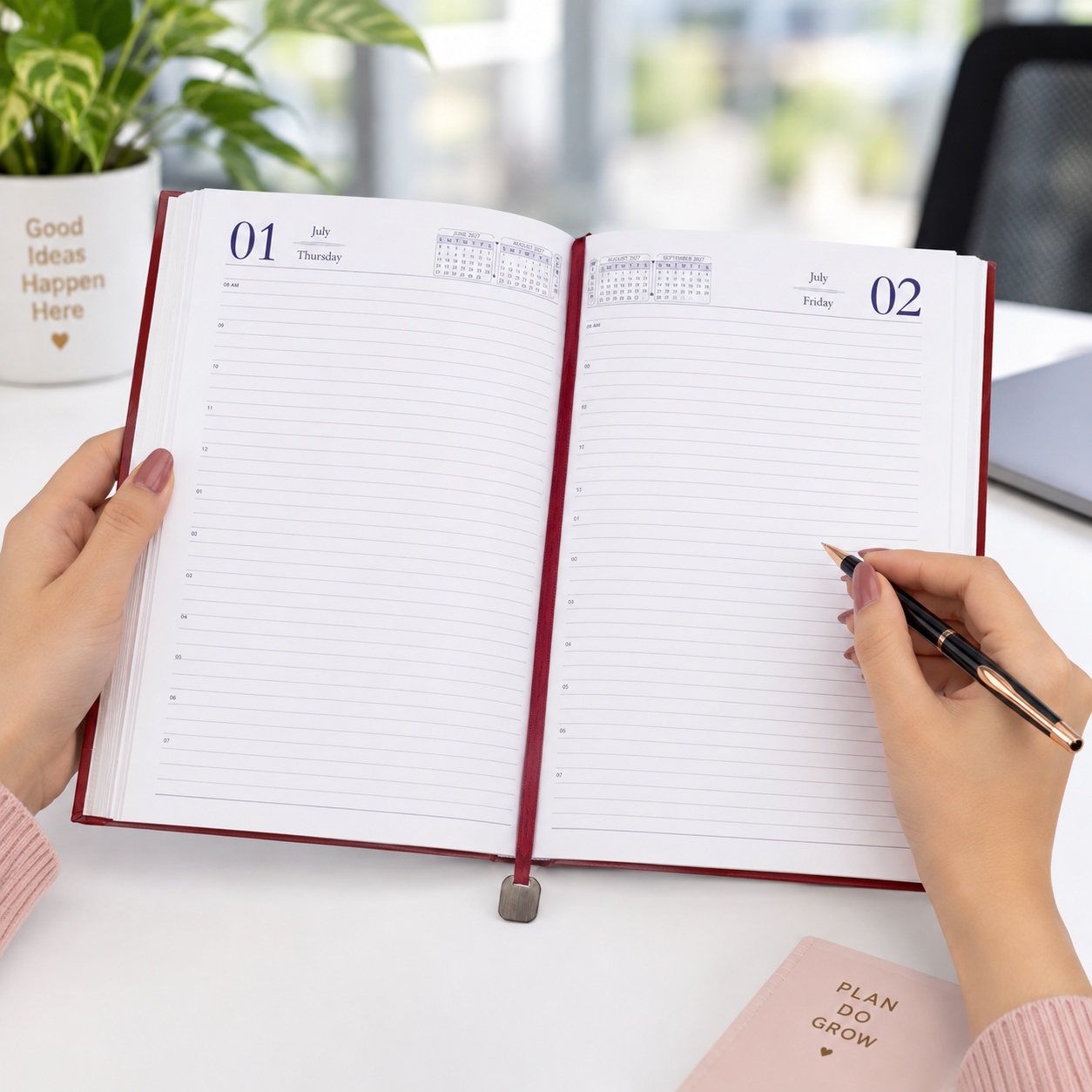 Premium 2027 Executive Daily Planner with Time-Wise Scheduling & Mini Reference Calendars