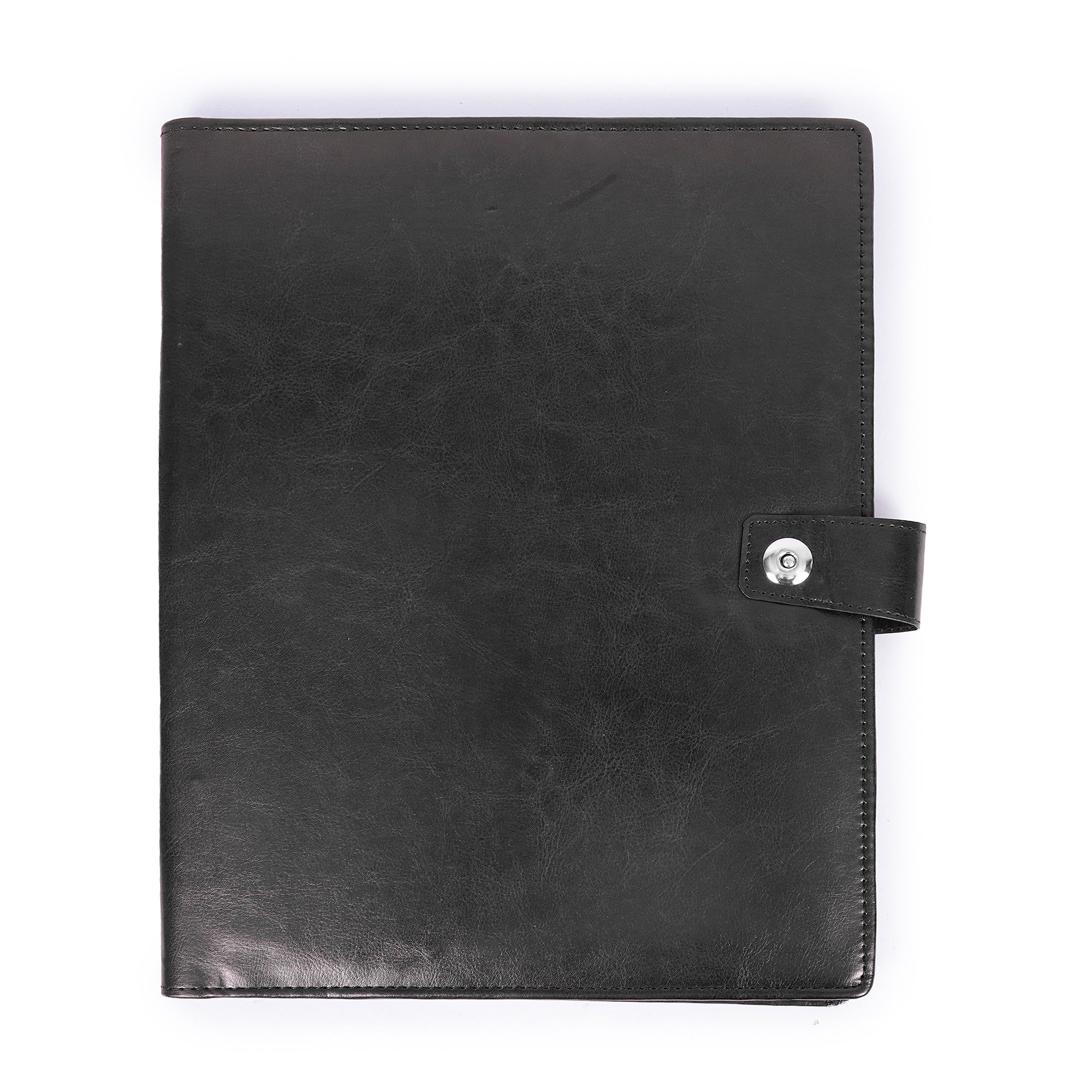 Premium Black & Brown Conference Folder | Professional Document Organizer with Snap Button Closure