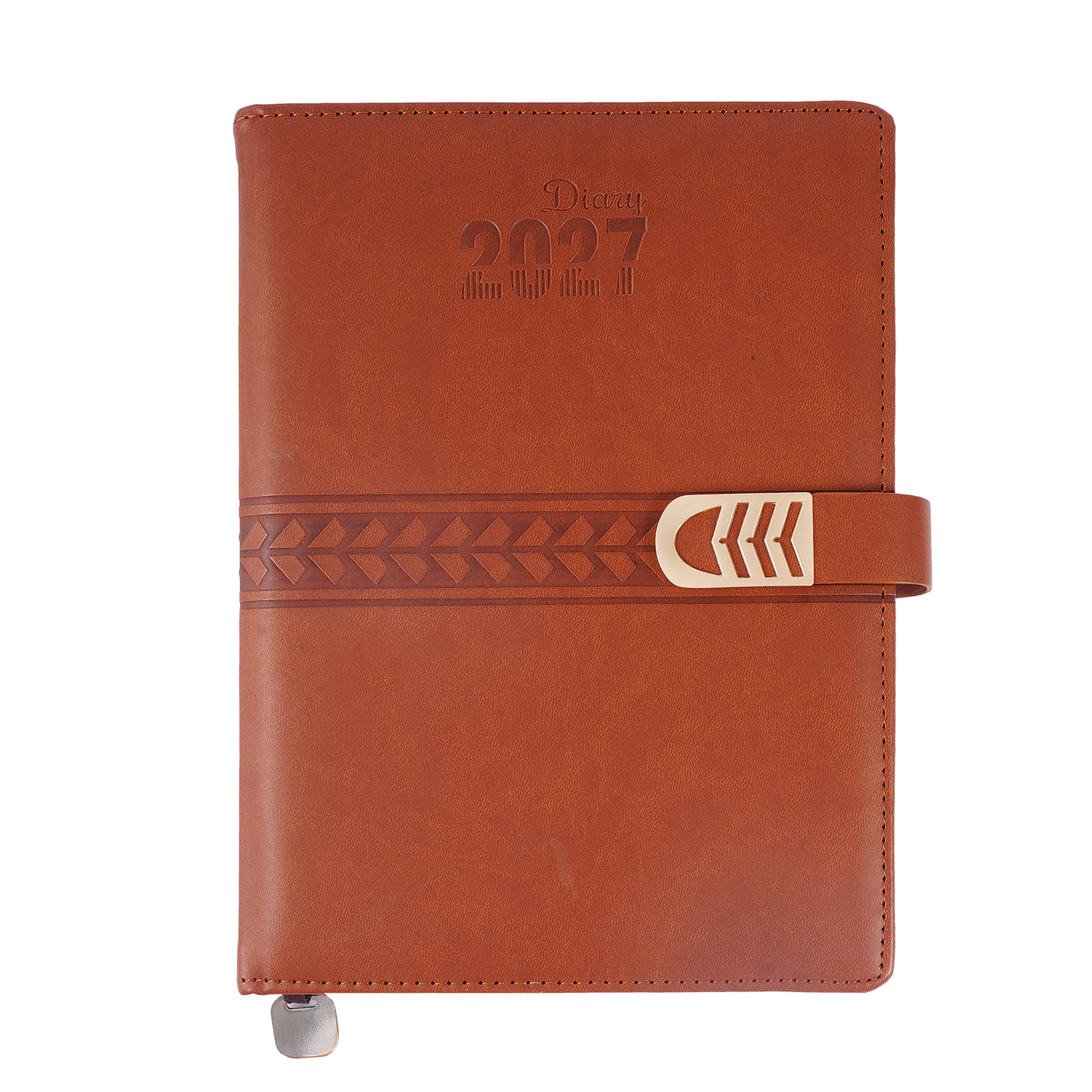 Premium 2027 Leatherette Diary with Strap Closure, Monthly Tabs & Planning Pages