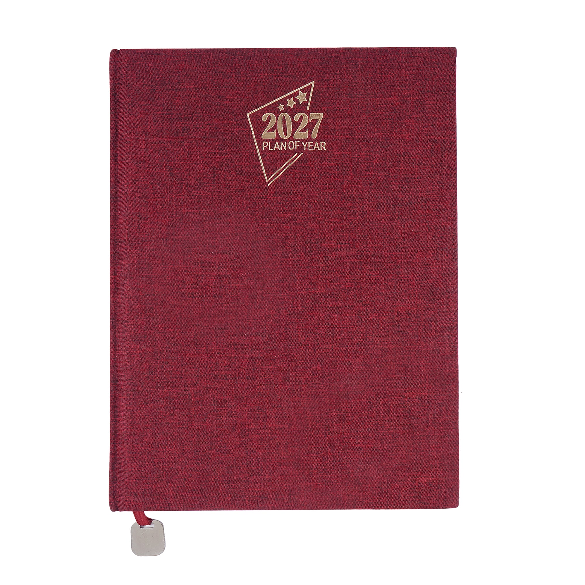 Premium 2027 Textured Hardbound Diary with Hourly Planning Sections & Metal Bookmark