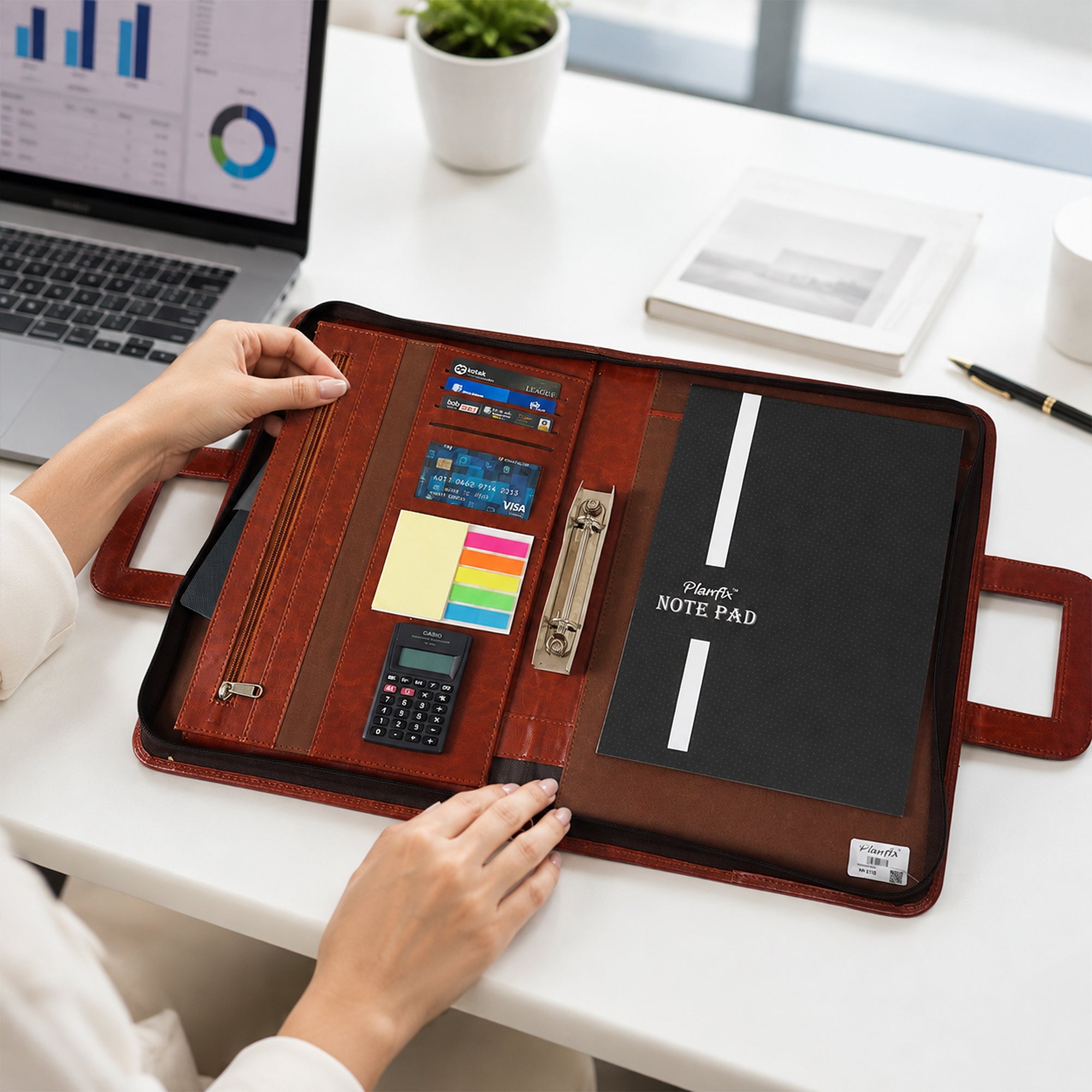 Premium Conference Folder | Elegant Black & Brown Professional Document Organizer for Office & Meetings