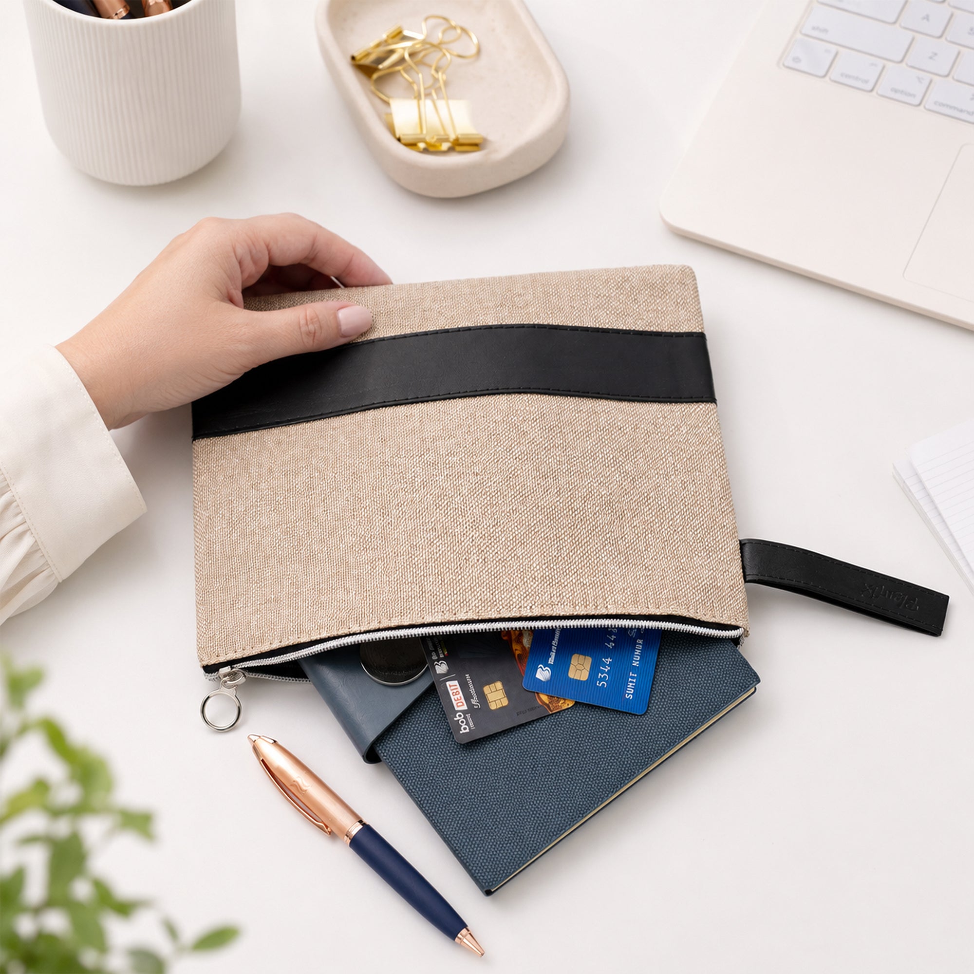 Executive Conference Folder – Black & Tan Dupe | Professional File Organizer for Office, Meetings & Presentations