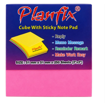 Planfix 2 x 2 Inch Cube Sticky Note Pad – 250 Sheets